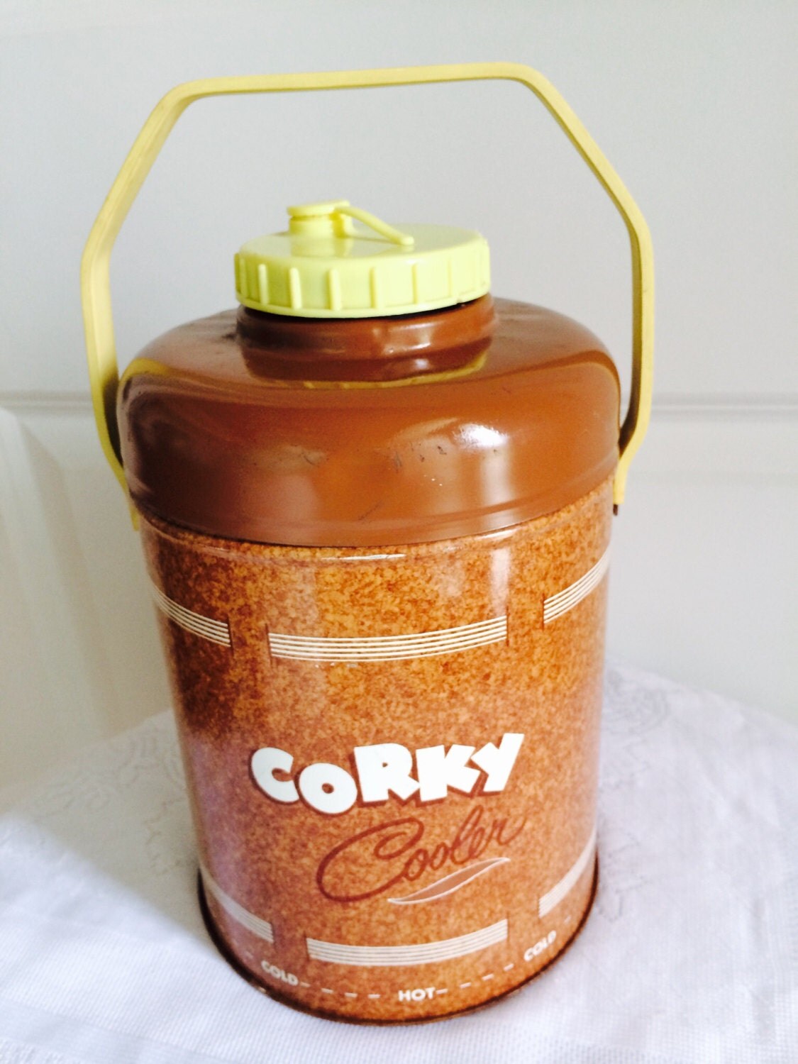 Rare Vintage Amber Glass Thermos Retro Cooler Beverage Jug
