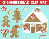 50% OFF SALE Clipart Gingerbread House With Man Woman Candy and Cookies Christmas Royalty Free Il_170x135