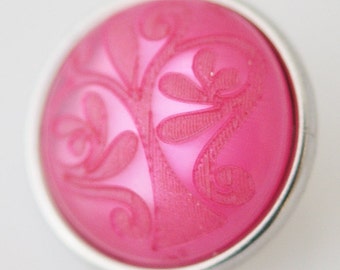1 PC 18MM Pink Scroll Resin Silver Snap Candy Charm KB3483 Cc0091