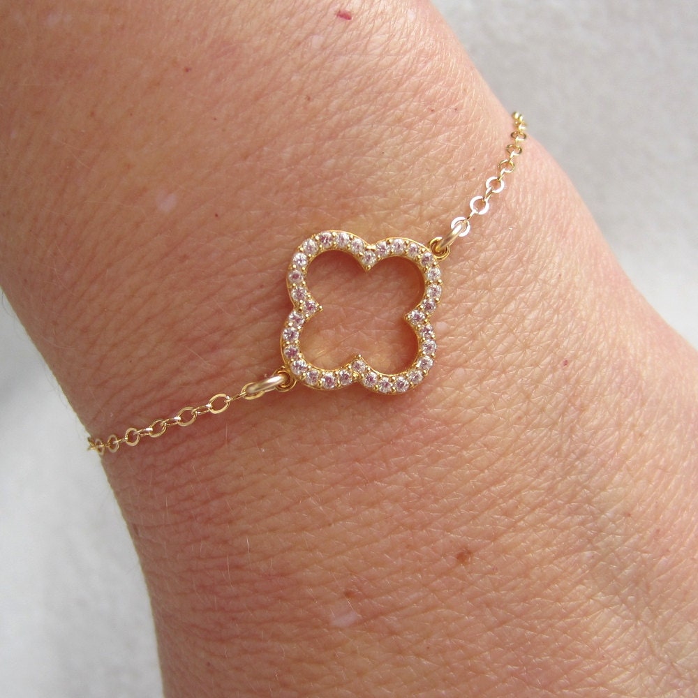Clover Bracelet Gold Pave Clover bracelet Good Luck