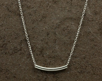 Silver Tube Necklace with Sterling Silver Chain, Silver Necklace, Sterling Silver Necklace, Sterling Necklace