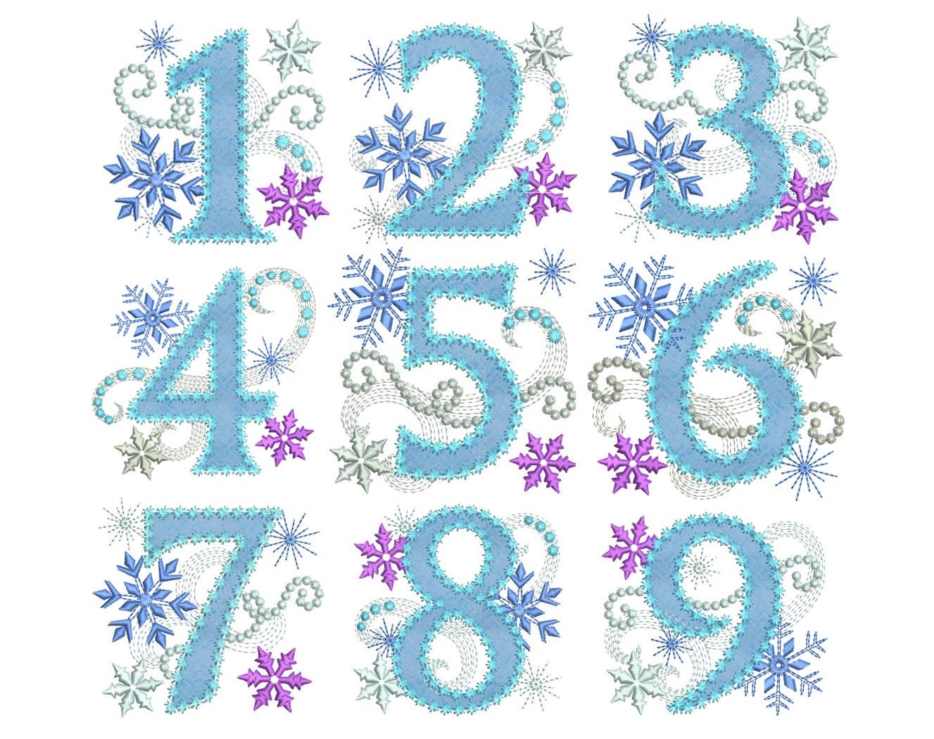 ice princess applique machine embroidery design frozen numbers