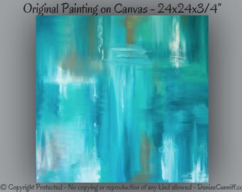 Teal abstract painting, Canvas art, Large wall art, Home decor, Blue & brown, Turquoise artwork Original, Master bedroom decor, Office
