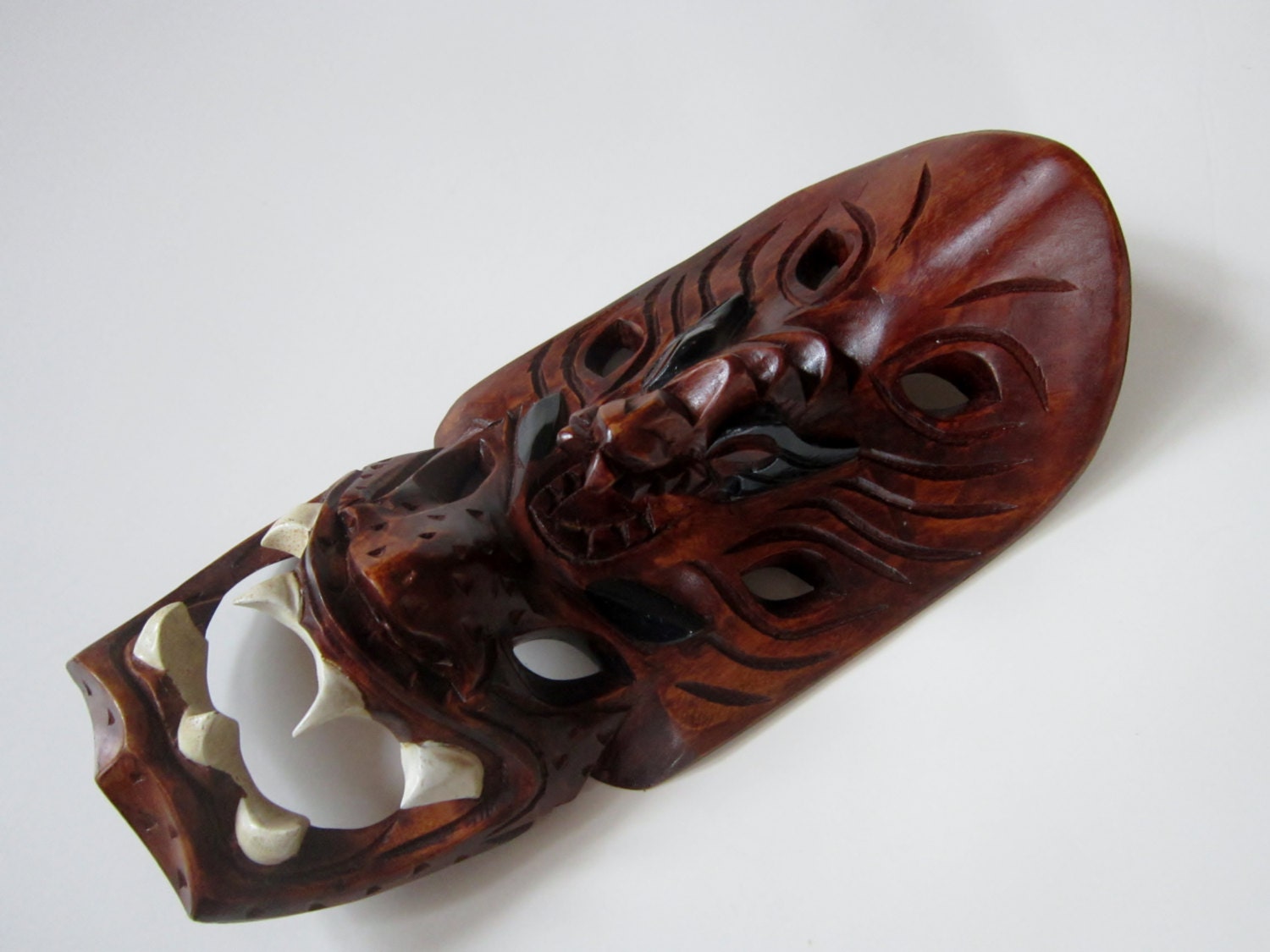 Wood Mask Pacific Islands Hand Carved Tribal Ceremony Dance