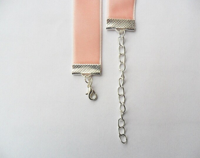 Peach velvet choker necklace with a width of 3/8"inch or 5/8”inch.