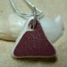 Triangular shaped red beach pottery neckleace with sterling silver chain