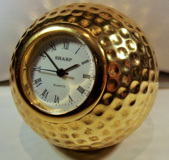 Clock Vintage Mid 90s Sharp Golf Ball Miniature Clock.Heavy
