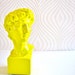 Small David Bust Statue with cube base in lemon yellow