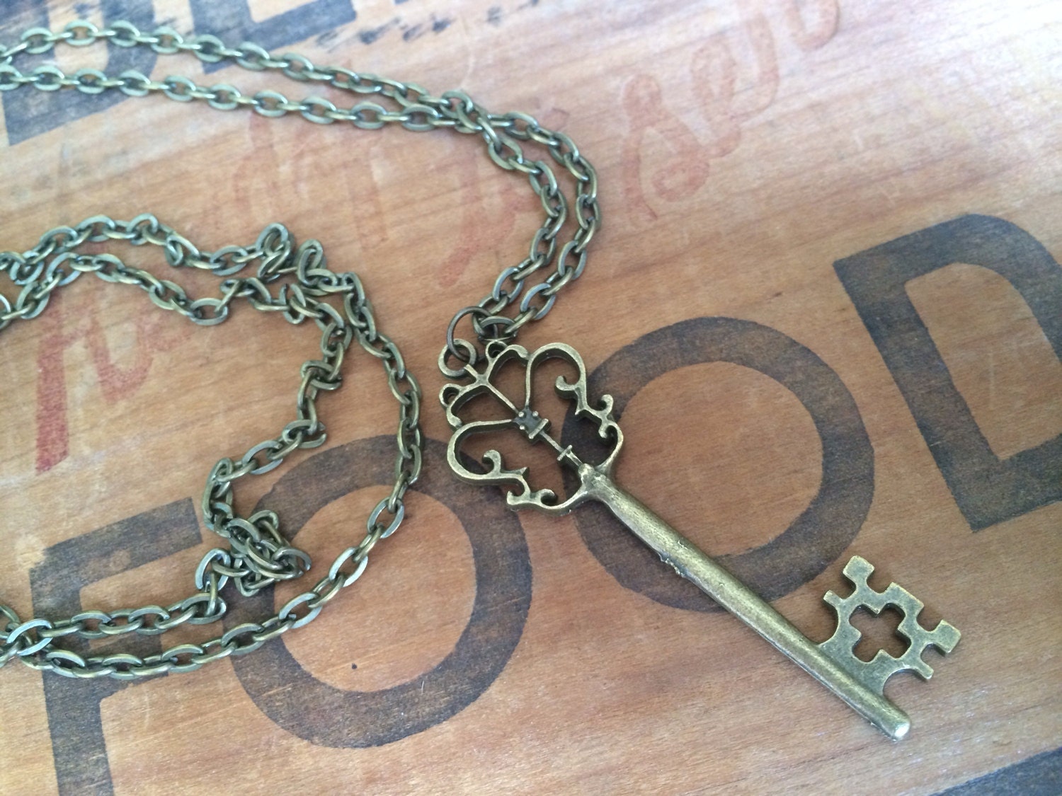 Vintage Style Long Key Necklace Chain by LakeMichiganVintage
