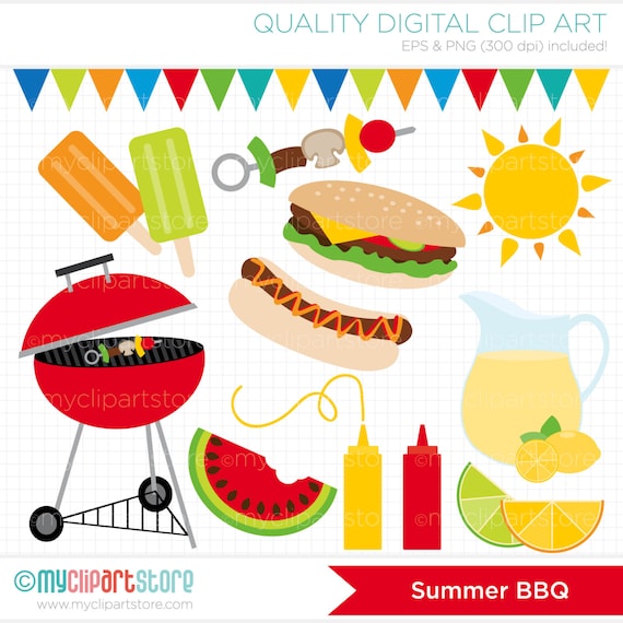 Clipart Summer BBQ / Barbeque Digital Clip Art Instant