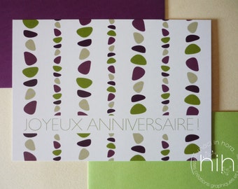 lot 2 cartes / galet / 'joyeux anniversaire'