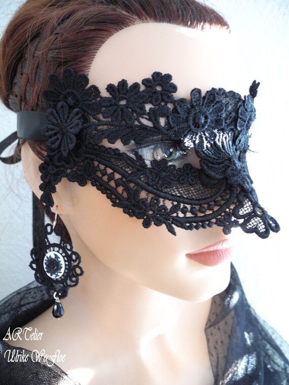 Black lace mask masquerade ball face mask headpiece Halloween