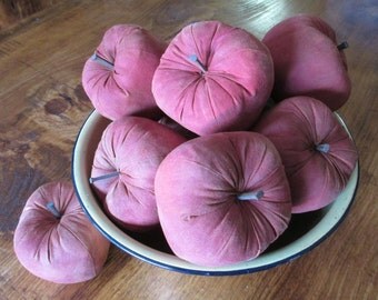 Primitive Apples Bowl Fillers - Set of 3, Primitive Ornies, Cupboard Tucks, Homespun Apples, Farm Apples