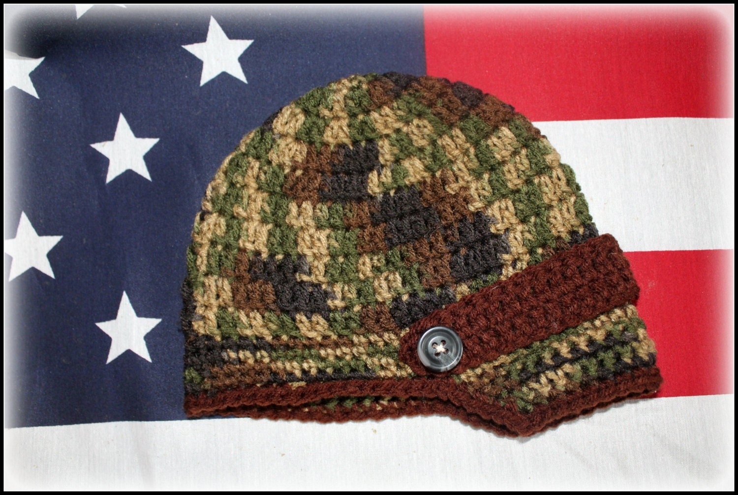 Crochet army hat military hat soldier hat camo by TheJellyBoutique