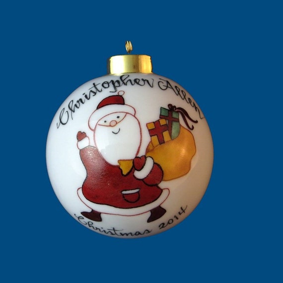 personalized hand painted christmas ornament with santa personalized hand painted christmas ornament with santa