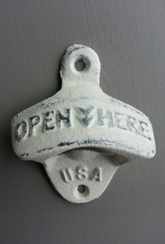 Vintage White Bottle Opener Made In America Cast By Nevermorets