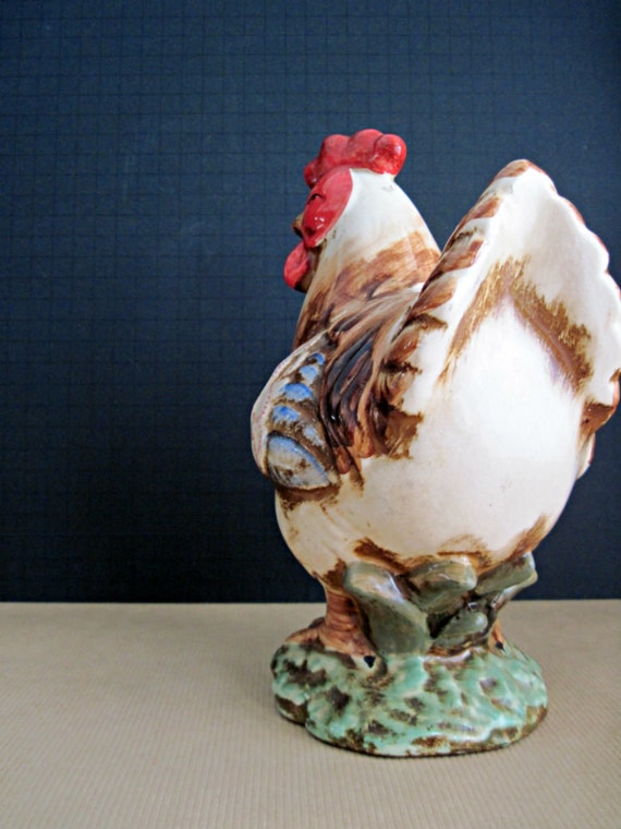 vintage ceramic rooster and hen