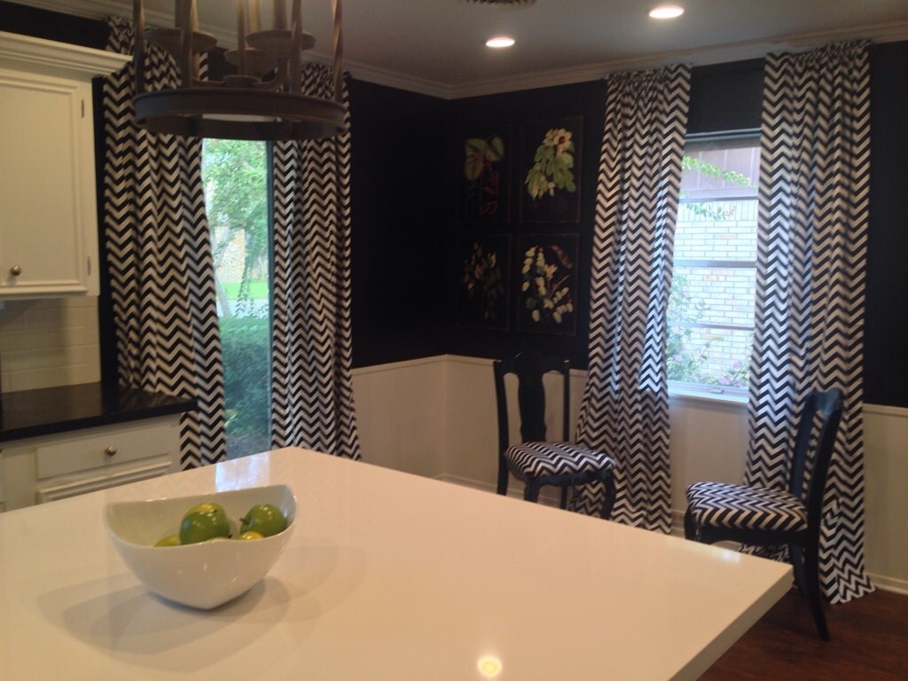 Black and white chevron curtain panel