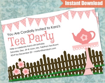 Tea Party Invitation - Tea Party Printable - Instant Download
