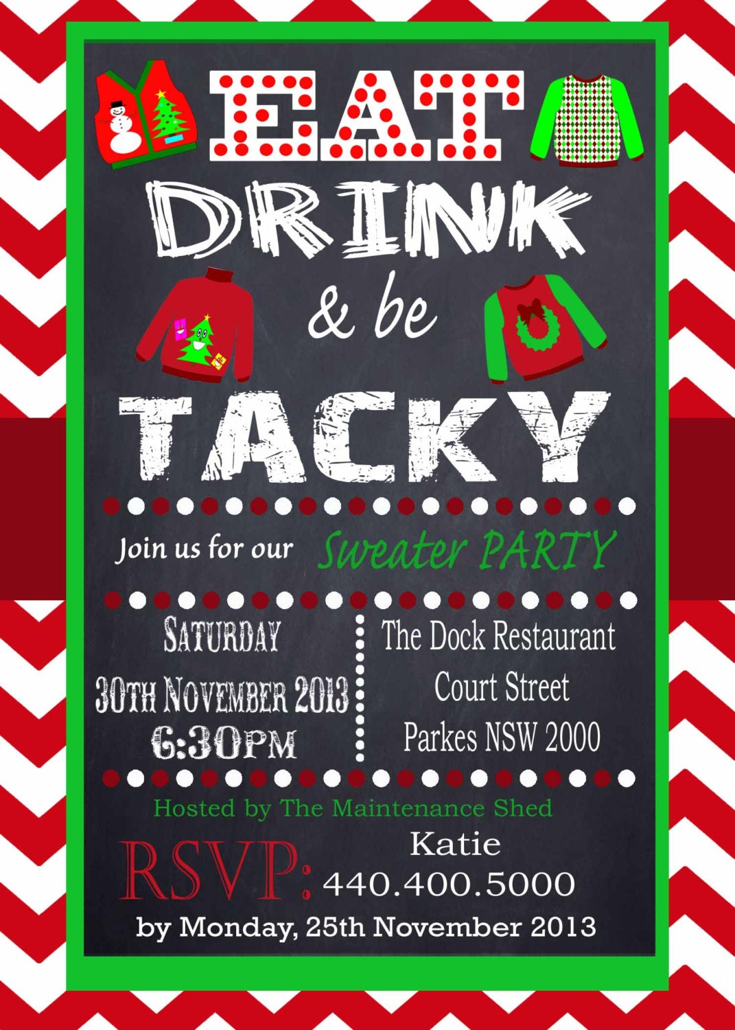 Ugly Christmas Sweater Party Invitations Templates 4