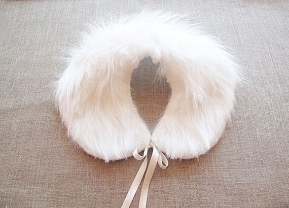 Items similar to White faux fur Collar, Polyester faux fur, Women