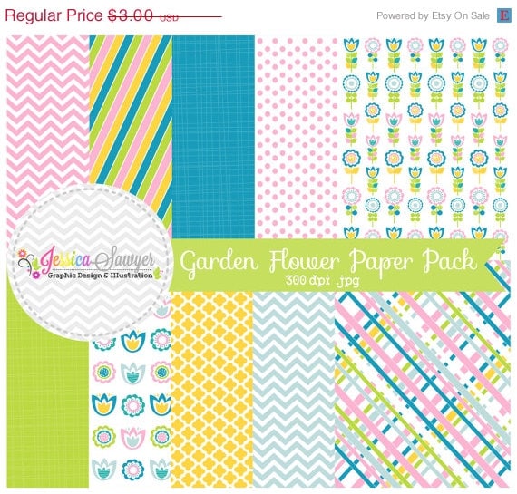50% OFF - INSTANT DOWNLOAD, , garden flower digital papers, cute backgrounds, for invitations, greeting cards, etsy banners Il_570xn