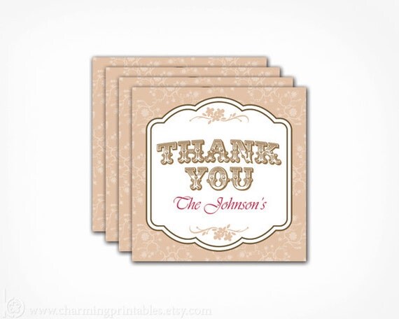 Rustic Gift Tags - Custom Colors - PRINTABLE Thank You Favor Tag Labels - Rustic Wedding Birthday Bridal Shower - Vintage Lace Collection Il_570xn
