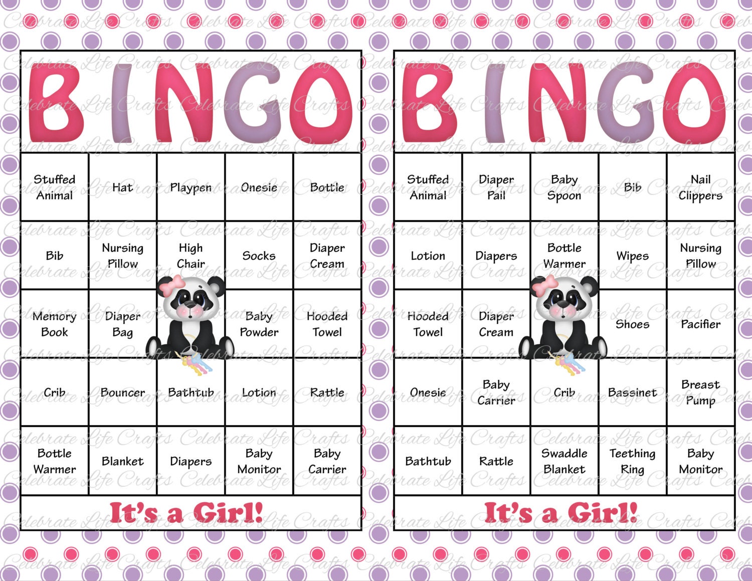 60 baby shower bingo cards printable party baby girl
