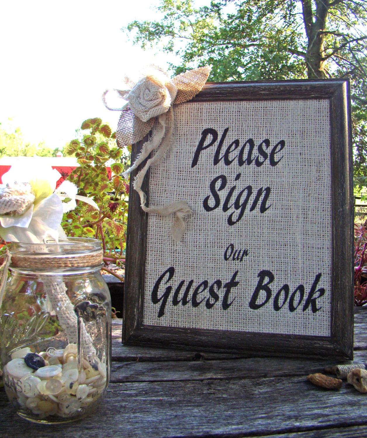 Burlap Guest Book Sign Wedding Guest Book Sign by TwiningVines