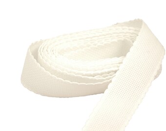 3 cm wide AIDA BAND 14 Count. White or creme Cross stitch fabric per 50 cm. Made in Italy. Cotton fabric.