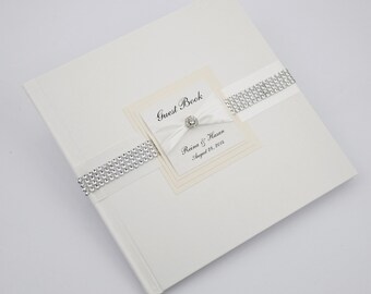 Wedding Guest Book - Personalized - ivory