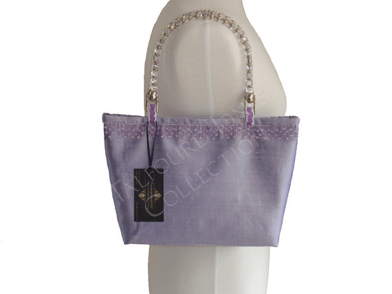 Light Purple Silk Dupioni Evening Purse - Beaded Trim - Custom Beaded ...