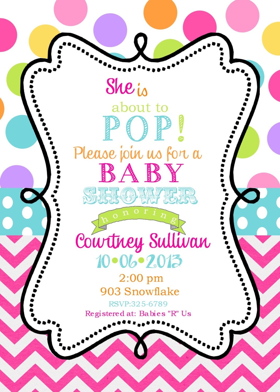 12 Baby Shower invitations with envelopes Ready to Pop