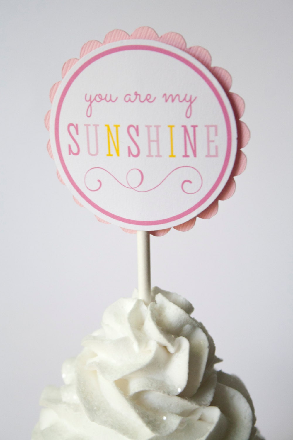You Are My Sunshine Cupcake Toppers Set of 12 by thelovelyapple