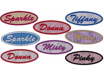 1.5 X 4 Oval Personalized Custom Patch Embroidered Sparkle Name Patch