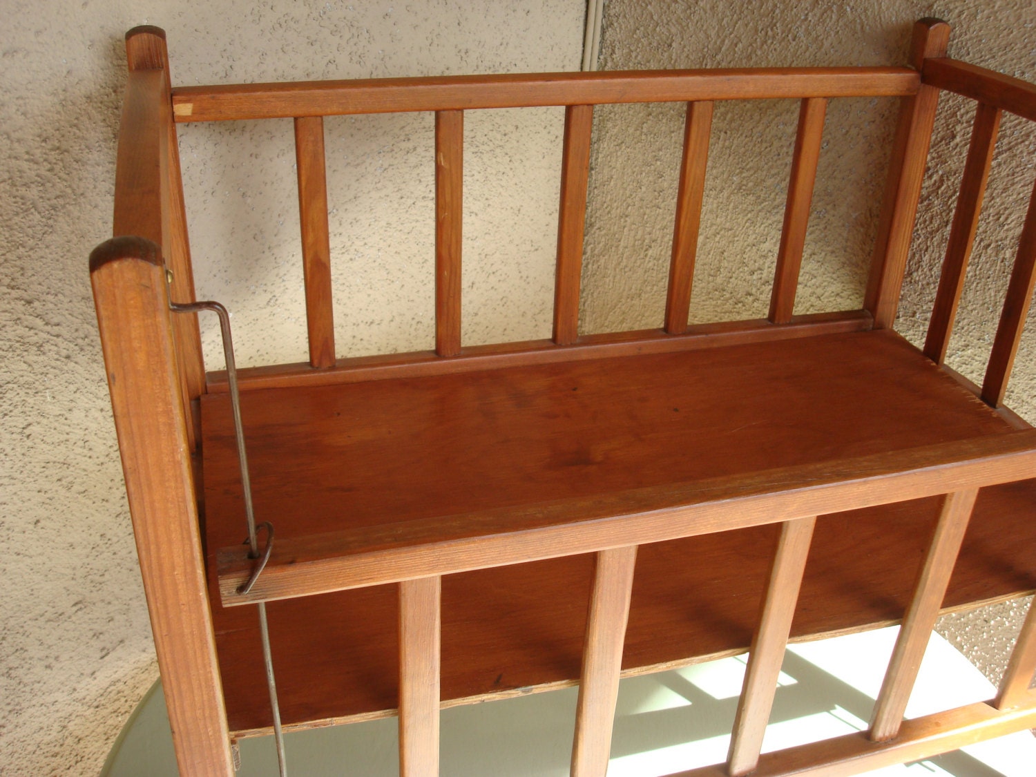 vintage rustic cottage chic wood baby doll crib 1940s-1950s