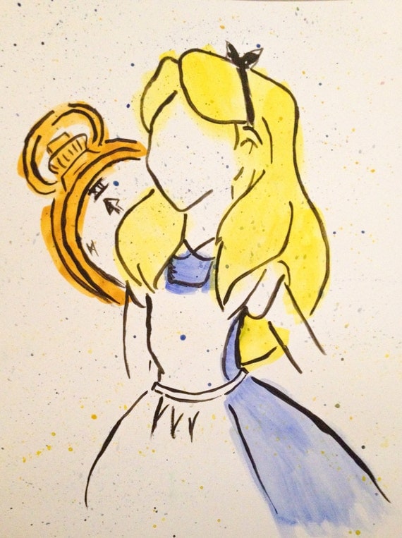 Alice in wonderland watercolor by SubthingKrafty on Etsy