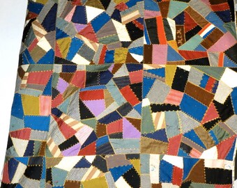1917 Gorgeous Antique Crazy Quilt 62" x 62" in tremendous condition
