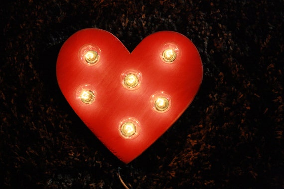 12" distressed red heart wall light