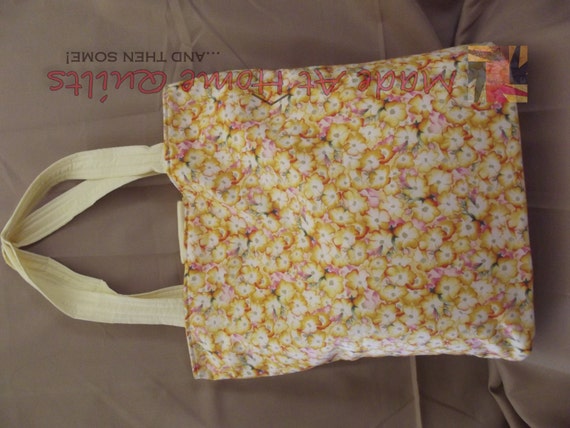Sewn/ Quilted: Large Fabric Knitting Tote Bag by MadeAtHomeQuilts