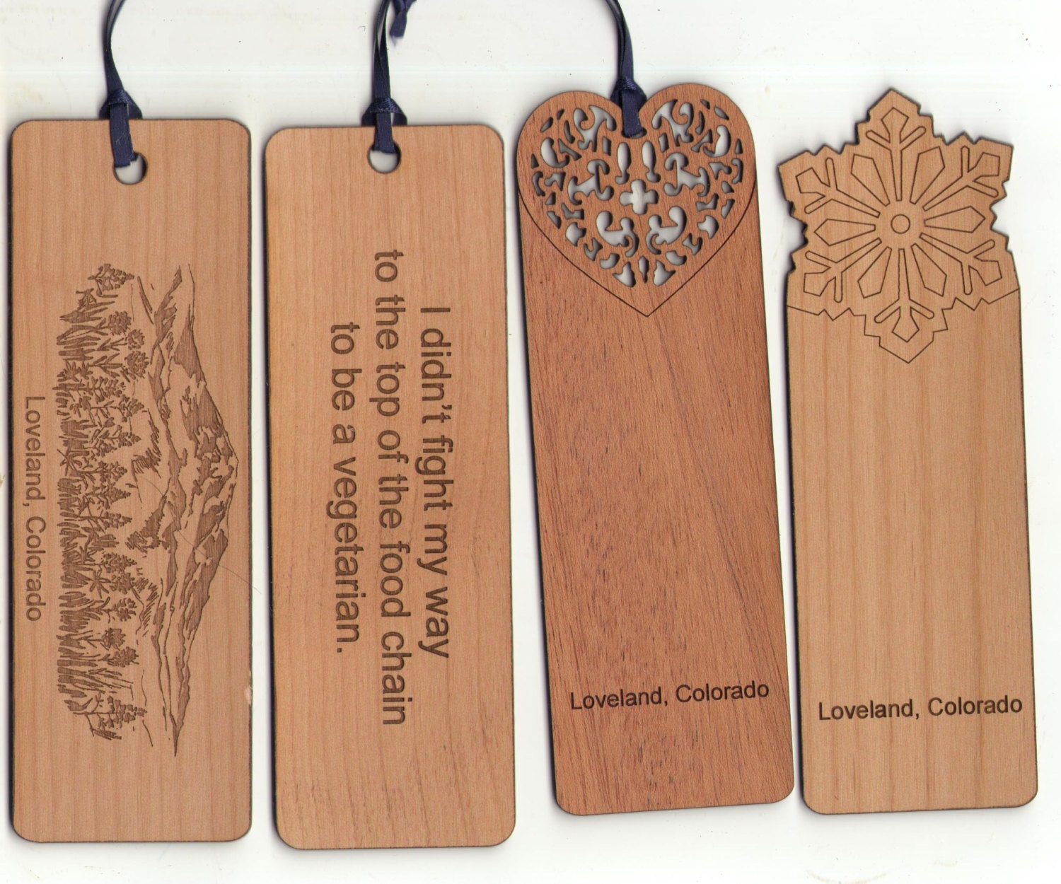 Laser Engraved Cherry wood custom bookmarks by Lasercrafters