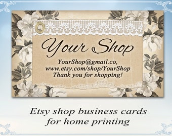 Etsy shop business cards Creamy flo wer business cards Printable cards ...