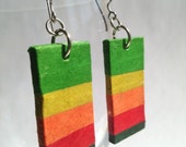 Rainbow Hanji Paper Dangle Earrings OOAK Striped Hypoallergenic hooks Lightweight Colorful Earrings Striped Rainbow Ear rings