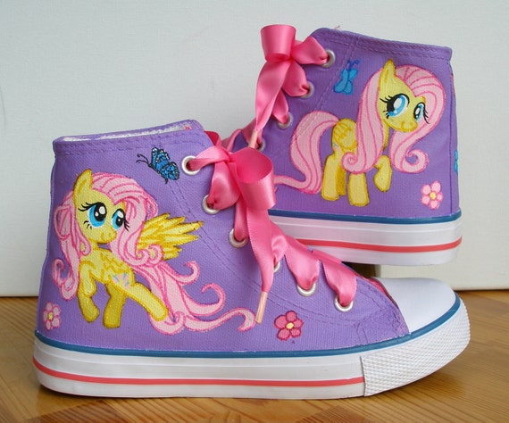 Ready Hand painted Children My Little Pony shoes, Fluttershy UK1 /US 2 ...