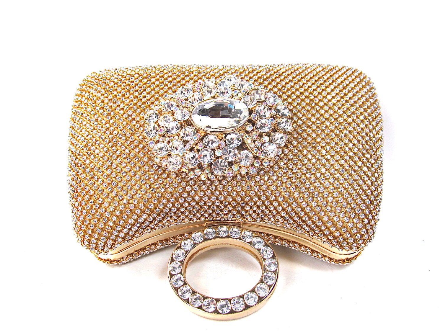 SALE SALE Gold Rhinestone Crystal Bridal Clutch Wedding