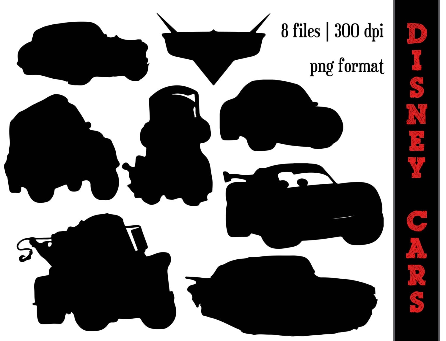 Download Cars Silhouettes // Lightening McQueen Doc Luigi Silhouette