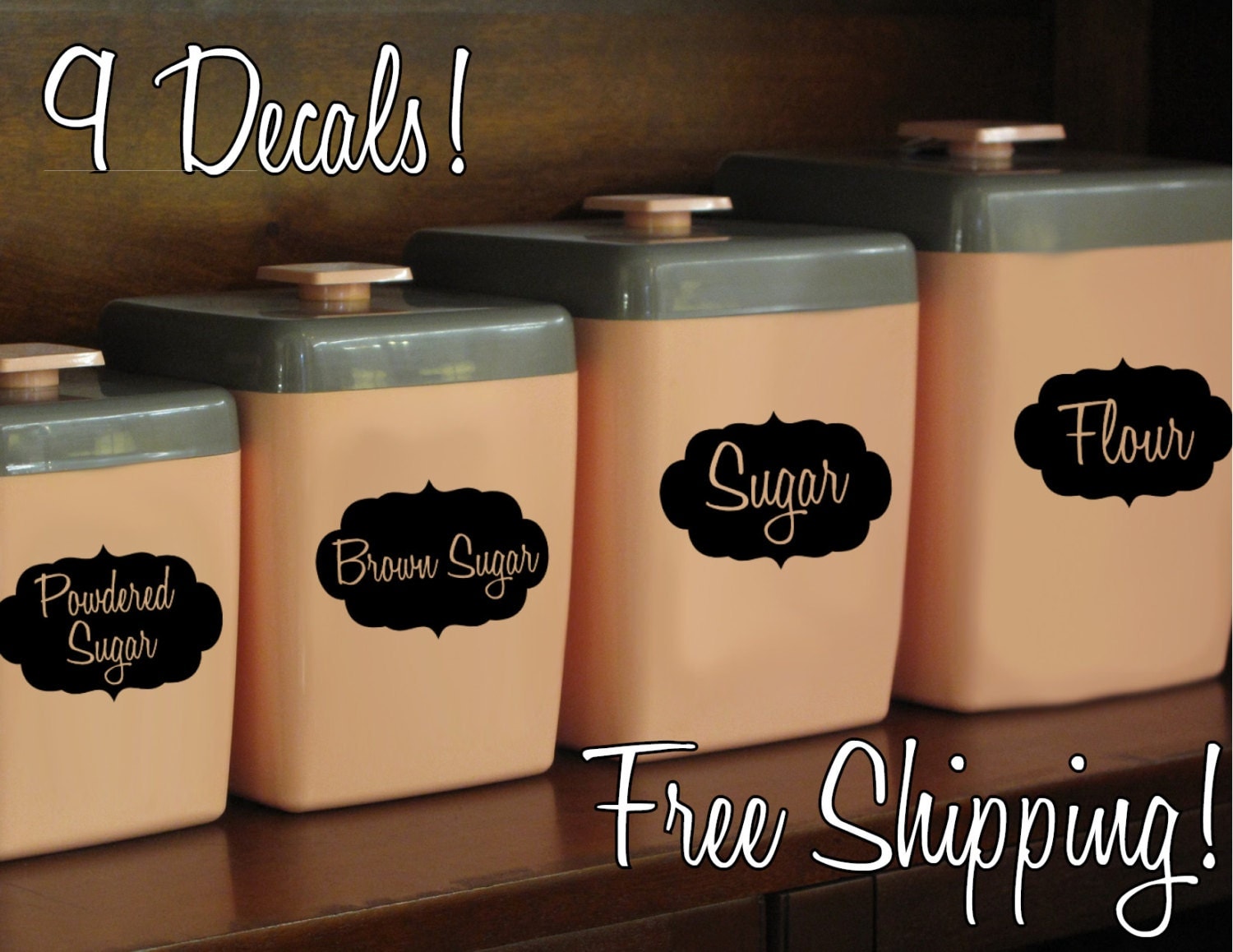 JAR / CANISTER Labels wall vinyl decal sticker cute kitchen