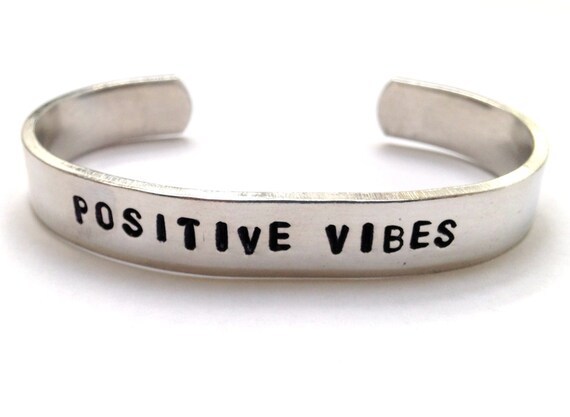 Positive Vibes Bracelet - Free Spirit - Bohemian Jewelry Hand Stamped Mantra Bracelet