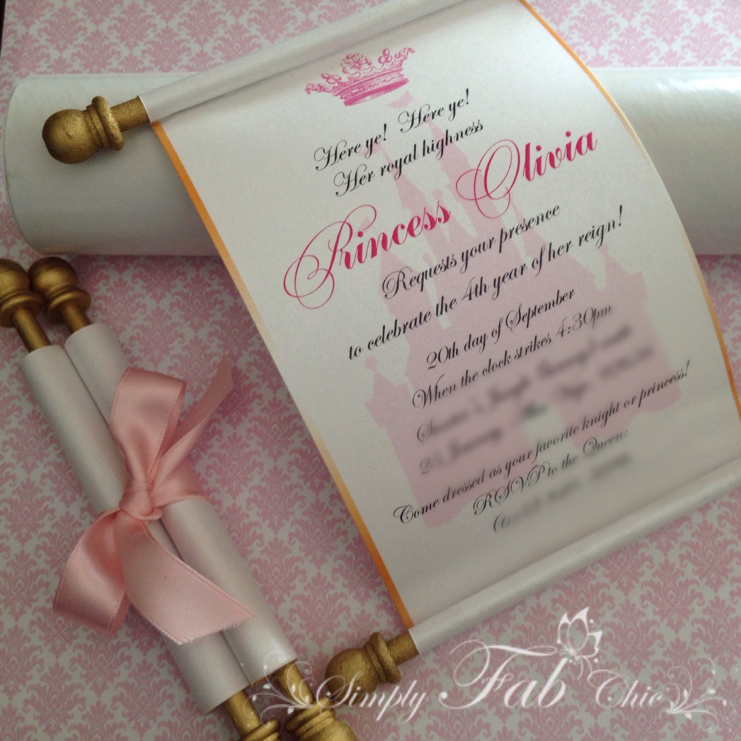 Princess Scroll Wedding Invitations 1