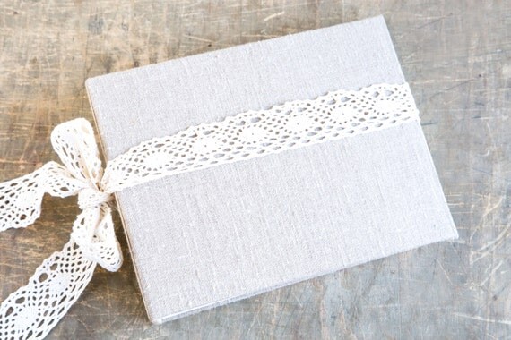Large Burlap and Lace Photo Album Rustic Wedding Guest Book